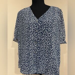 J Crew Floral Short Sleeve Blouse